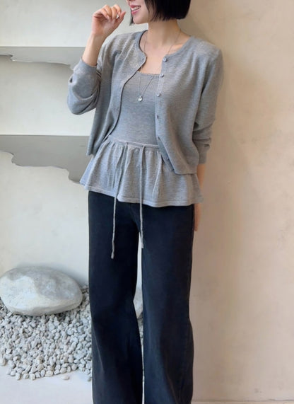 ⏩️ 플레어 나시& 라운드넥 가디건 Set