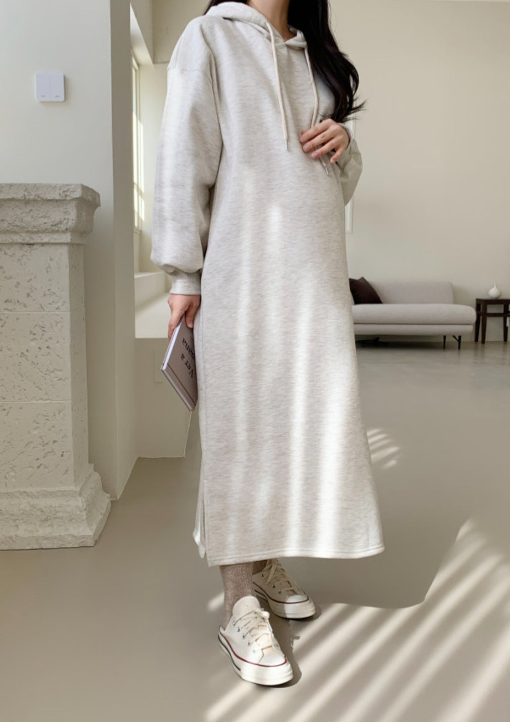 후드 롱 원피스