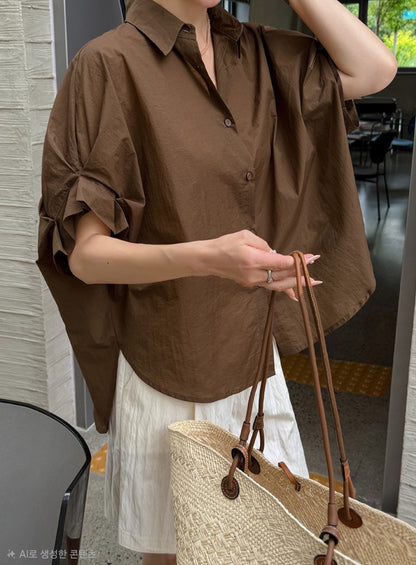 ☀️핀턱소매 셔링 셔츠