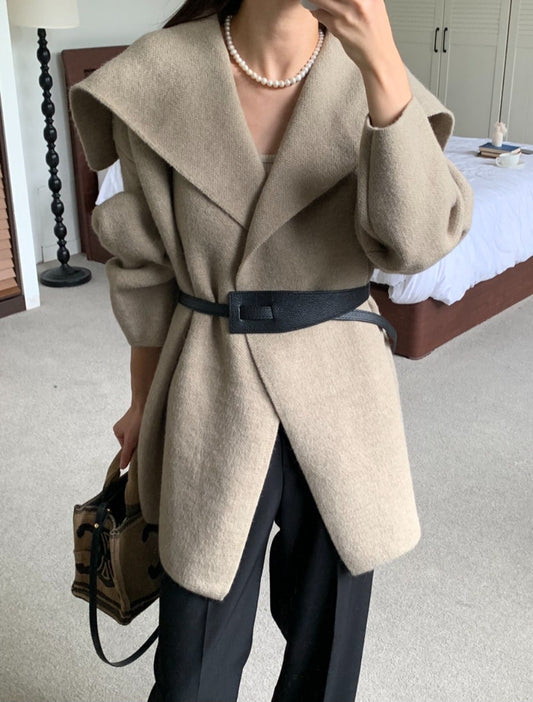 빅카라 니트코트 벨트set