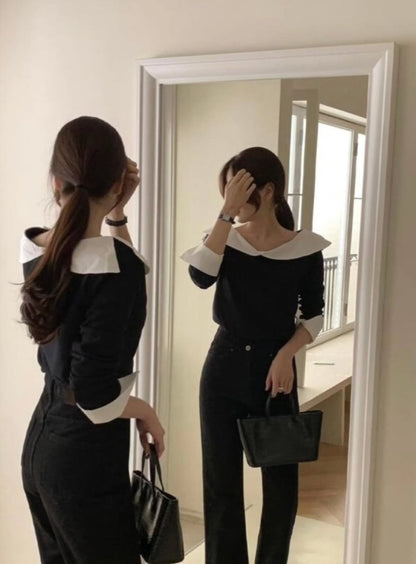 🍂 오프숄더 커프스 티셔츠