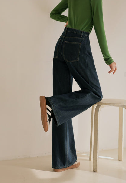 (NEW)절개 하이웨스트 와이드 청바지 S-2XL 3단기장