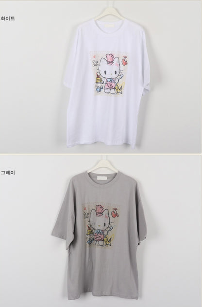 ☀️해피키티 박시 티셔츠