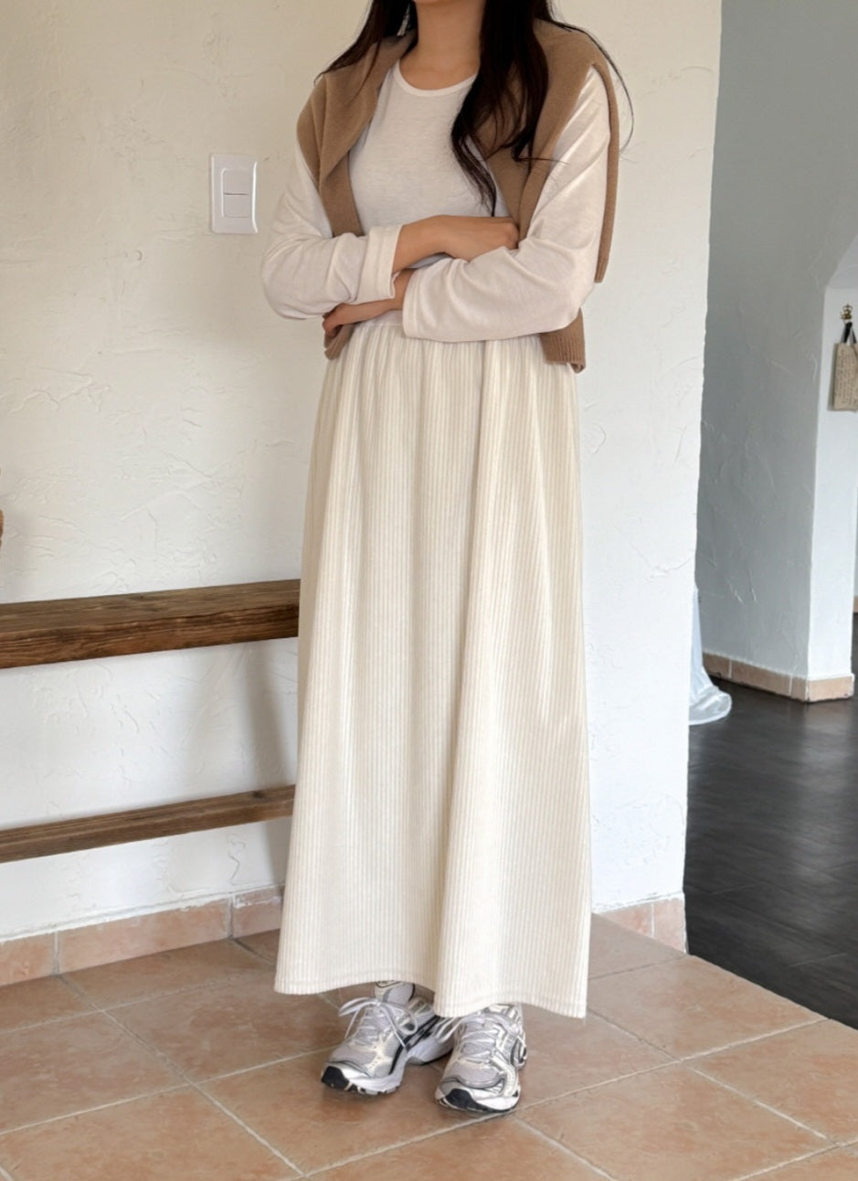 골덴 레이어드 긴팔원피스