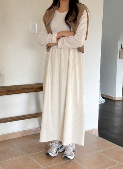 골덴 레이어드 긴팔원피스