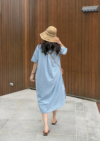 ☀️포켓 카라 데님원피스