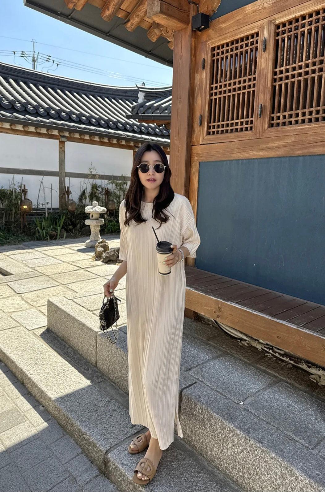 링클 플리츠 원피스