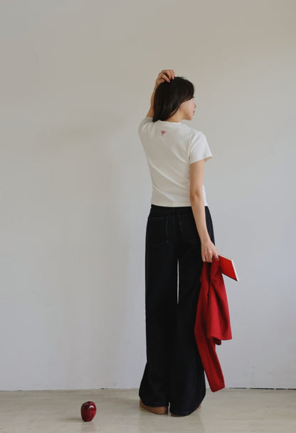 (NEW)절개 하이웨스트 와이드 청바지 S-2XL 3단기장