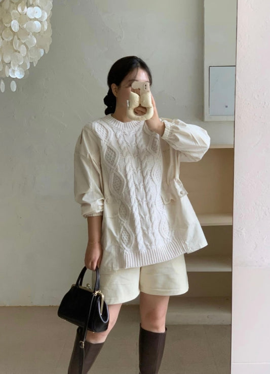 사카이st 야상 배색 포인트 니트