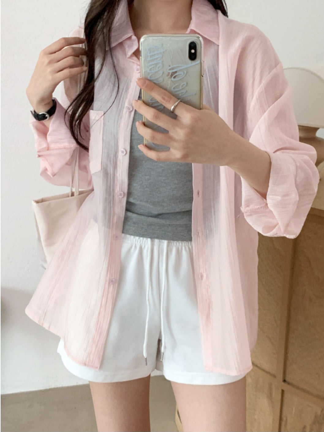 ☀️시어 시스루 루즈핏 셔츠
