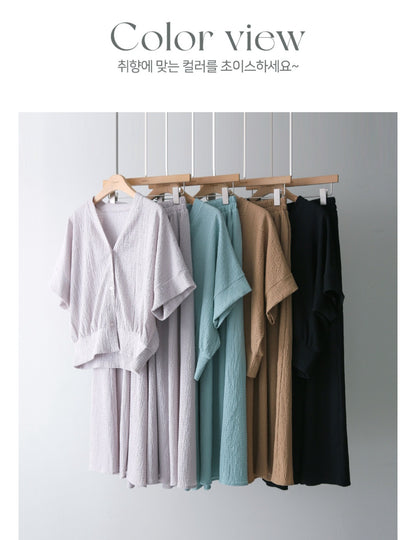 ☀️쿨스판 링클프리 핀턱 9부 치마바지SET