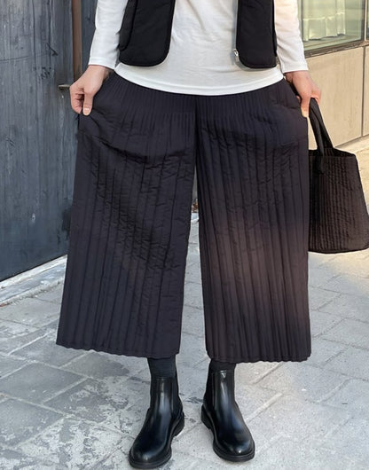 (NEW) 누빔 통와이드 밴딩팬츠