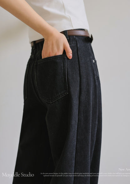 (NEW)절개 하이웨스트 와이드 청바지 S-2XL 3단기장