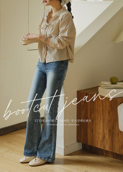 ⏩️ 골반패드 3type 더블버튼 부츠컷데님