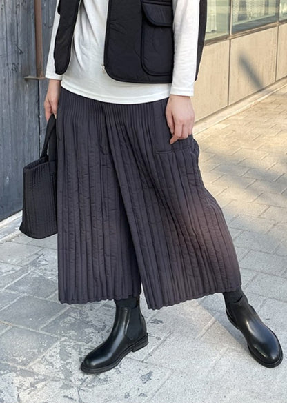 (NEW) 누빔 통와이드 밴딩팬츠