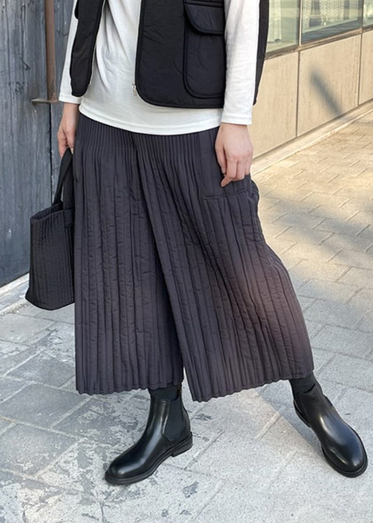 (NEW) 누빔 통와이드 밴딩팬츠