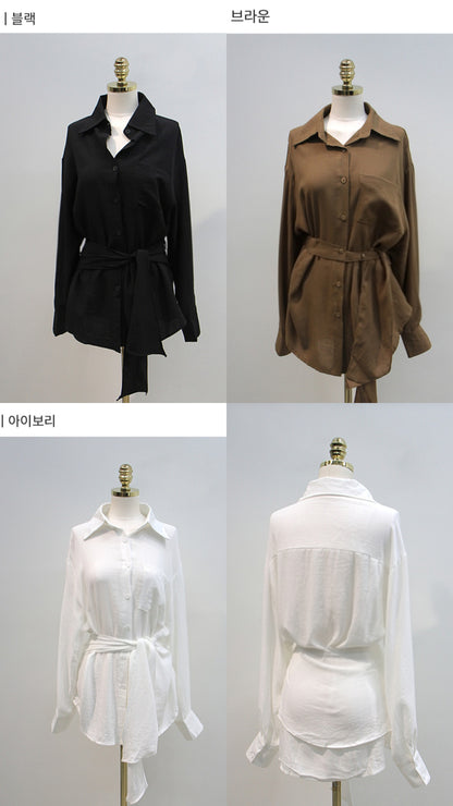 스트랩 셔츠 미니원피스