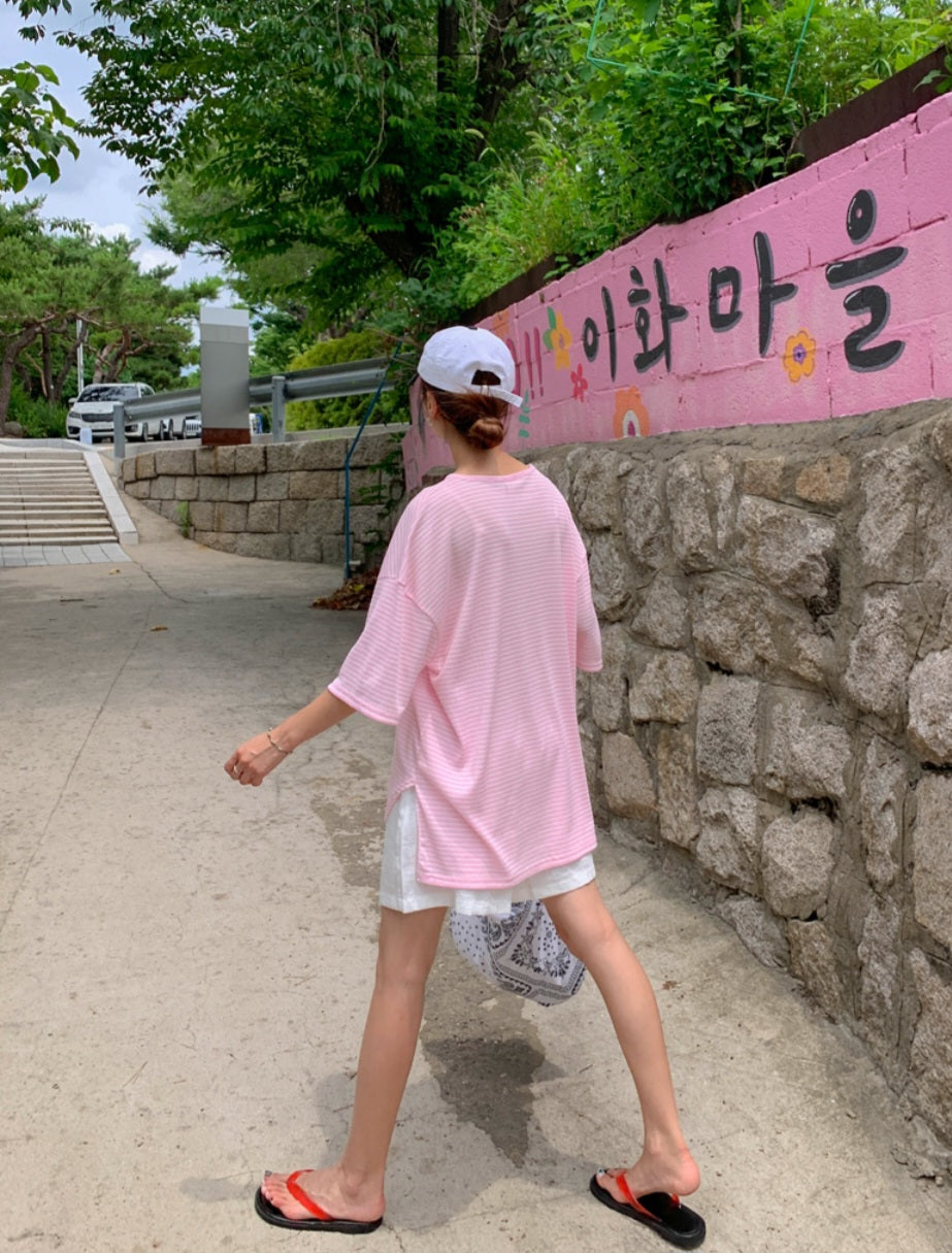☀️단가라 U넥 티셔츠
