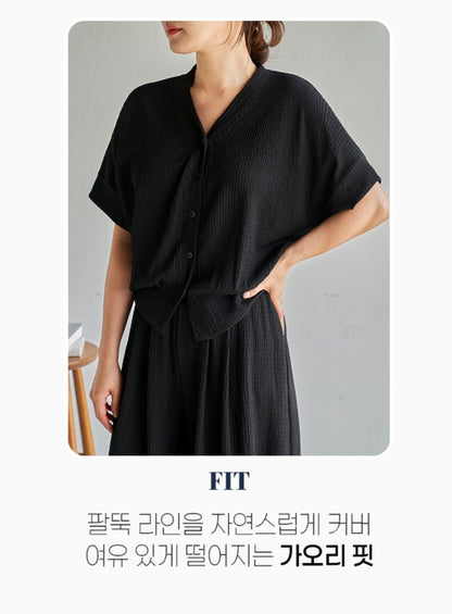 ☀️쿨스판 링클프리 핀턱 9부 치마바지SET