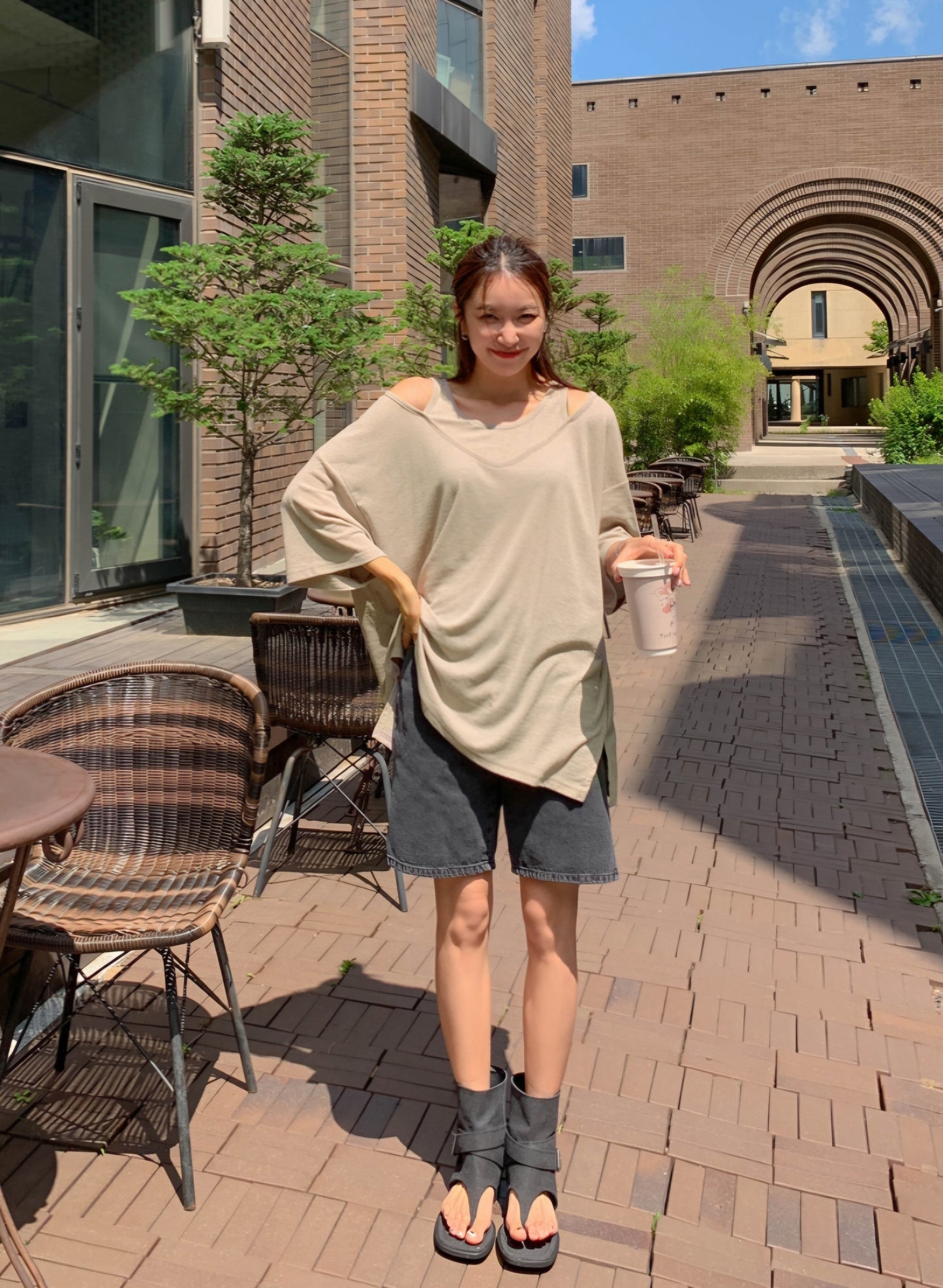 ☀️린넨 나시 레이어드 롱티셔츠