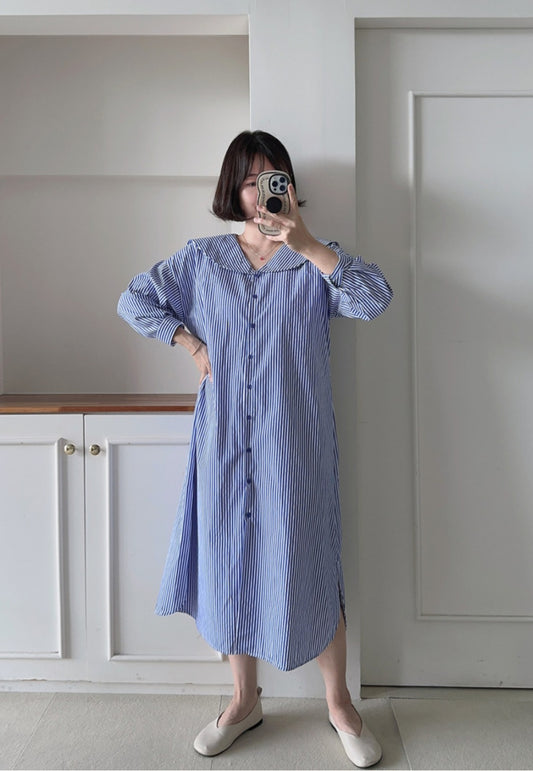 세일러 스트라이프 셔츠원피스