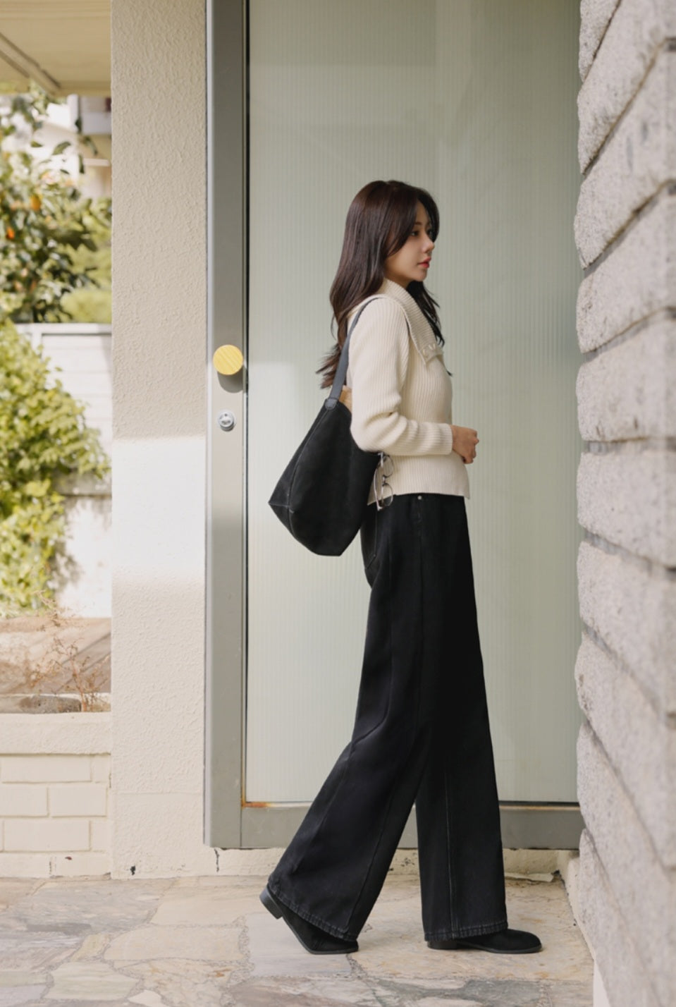 (NEW)절개 하이웨스트 와이드 청바지 S-2XL 3단기장