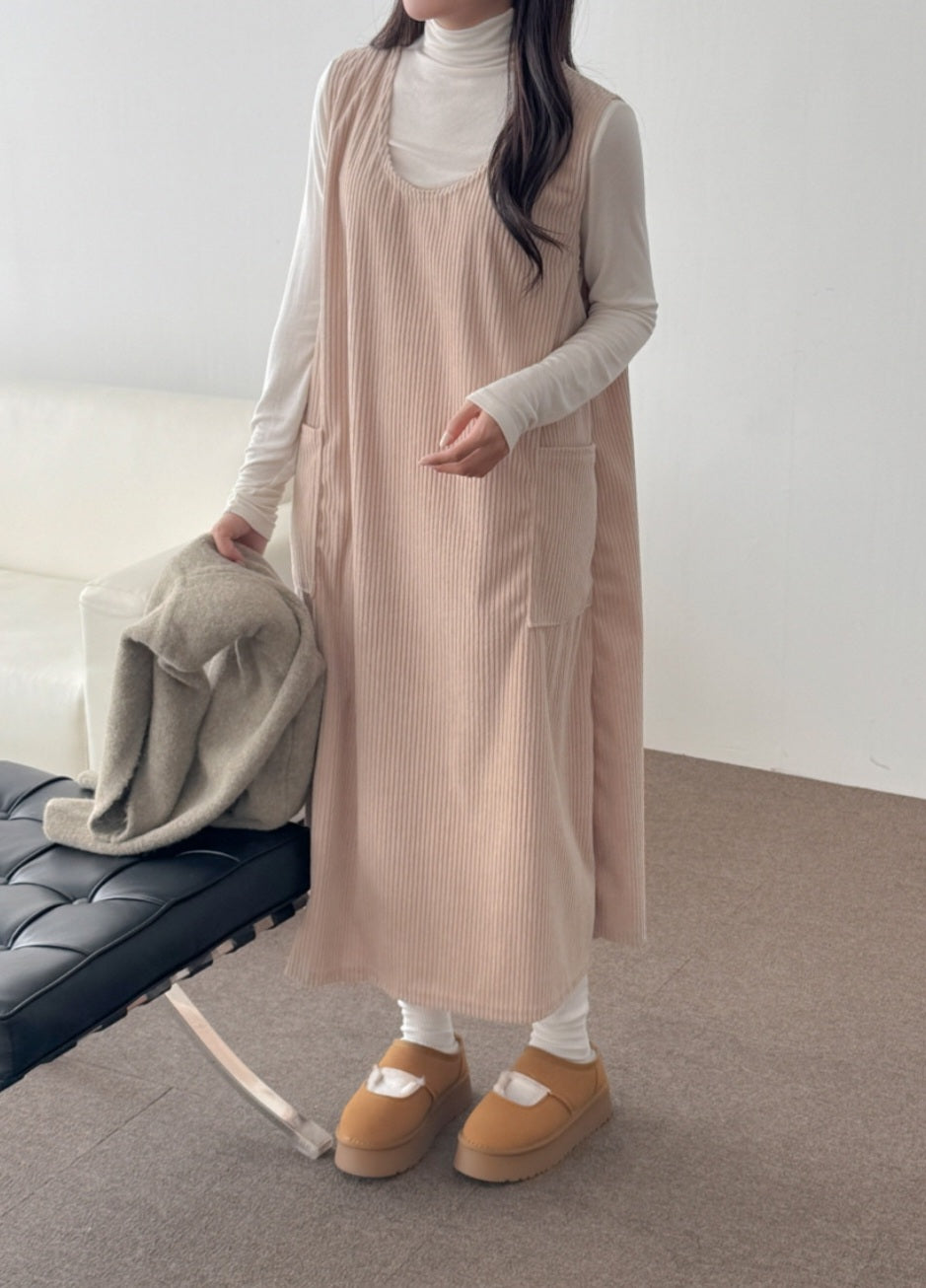 골덴 주머니 나시원피스