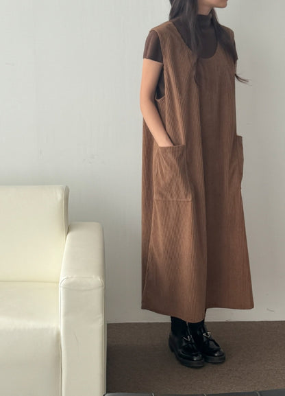 골덴 주머니 나시원피스