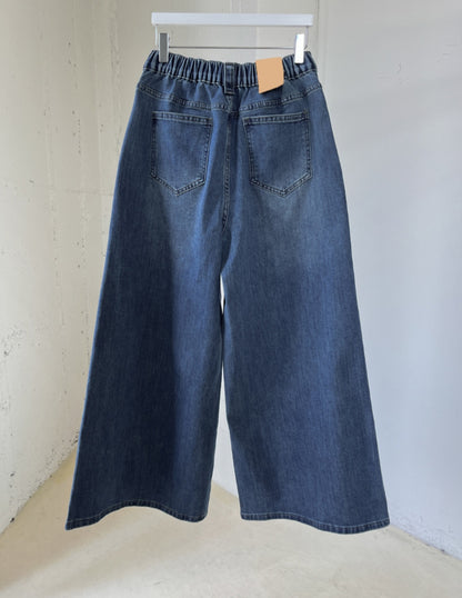 [S~2XL] 뒷밴딩 와이드 통데님