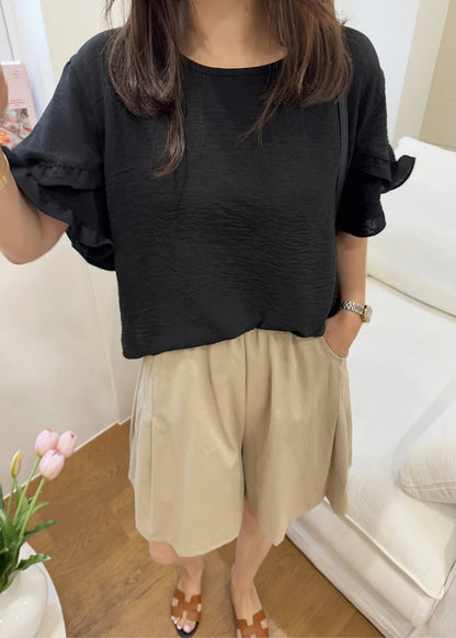 프릴 링클 블라우스