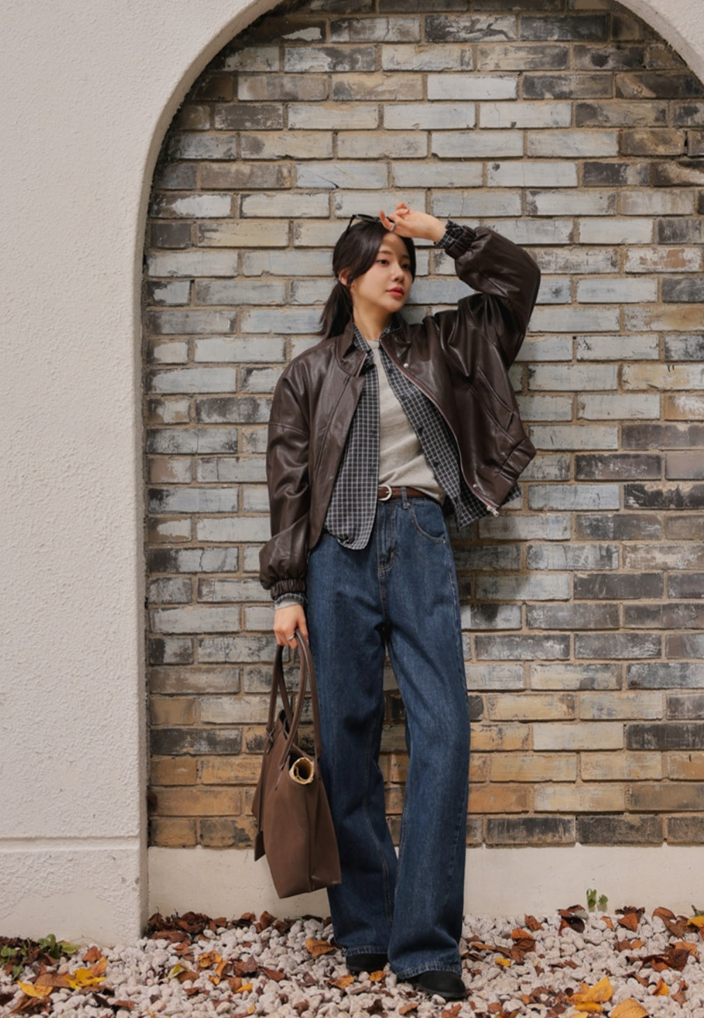 (NEW)절개 하이웨스트 와이드 청바지 S-2XL 3단기장