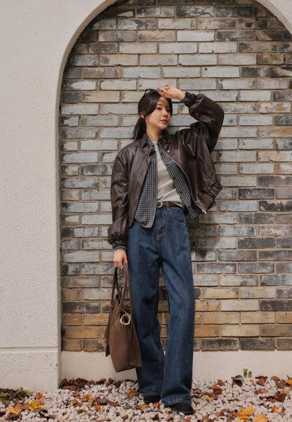 (NEW)절개 하이웨스트 와이드 청바지 S-2XL 3단기장