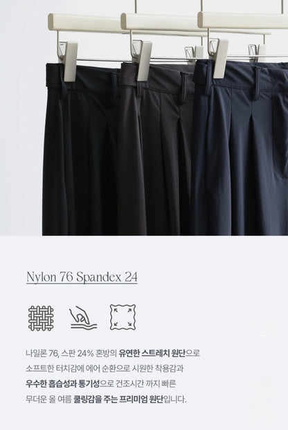 🧊 냉감 투핀턱 와이드 쿨슬랙스 [S-2XL]