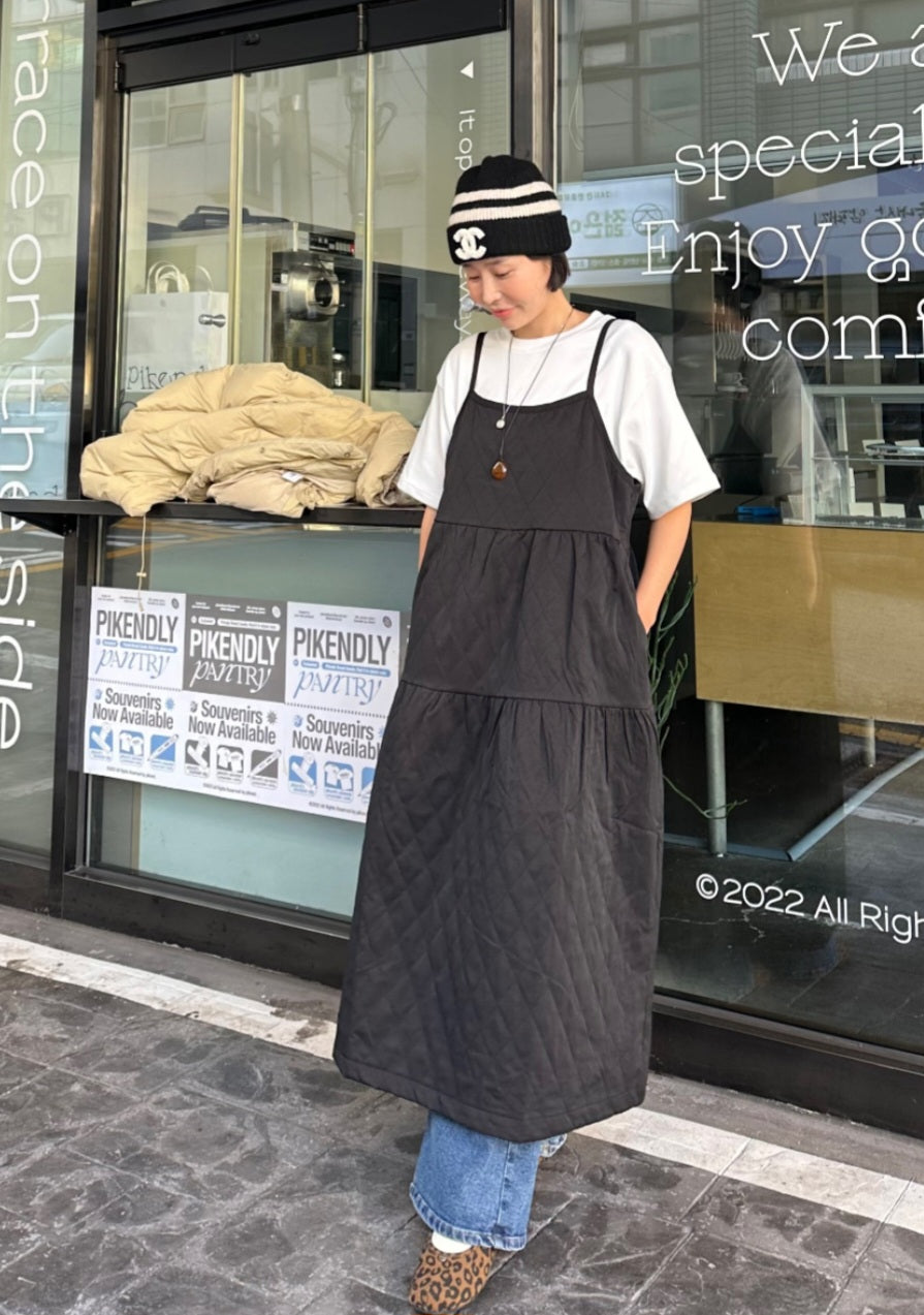 누빔 레이어드 원피스