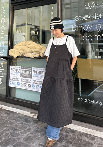 누빔 레이어드 원피스