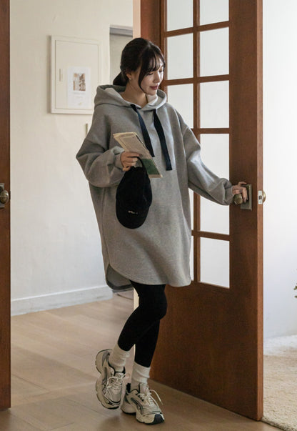 심플 후드박시핏 미니원피스