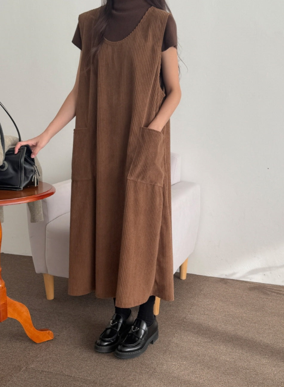 골덴 주머니 나시원피스