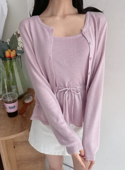 ⏩️ 플레어 나시& 라운드넥 가디건 Set