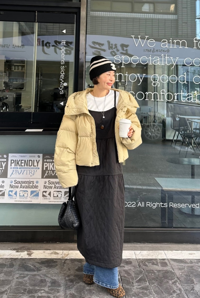 누빔 레이어드 원피스