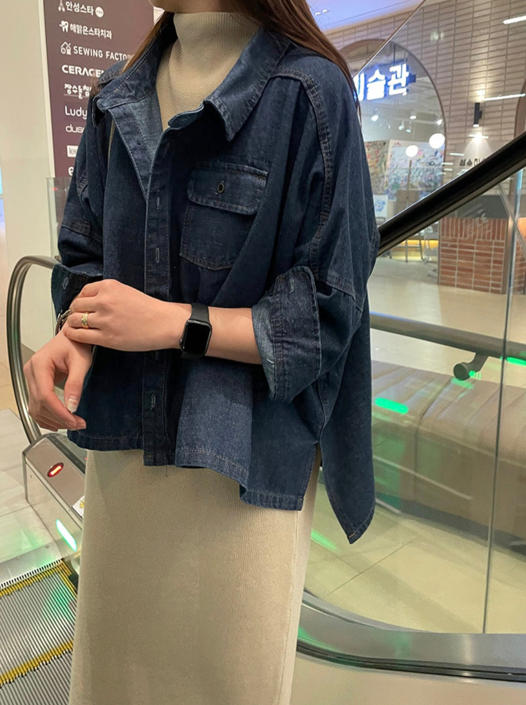 시크 데님 자켓 셔츠