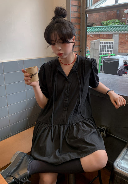 ☀️베리 핀턱 퍼프 미니원피스