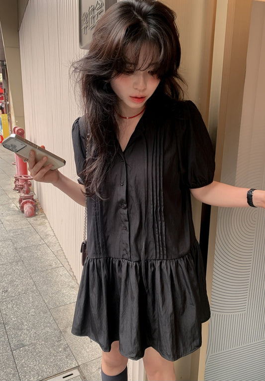 ☀️베리 핀턱 퍼프 미니원피스