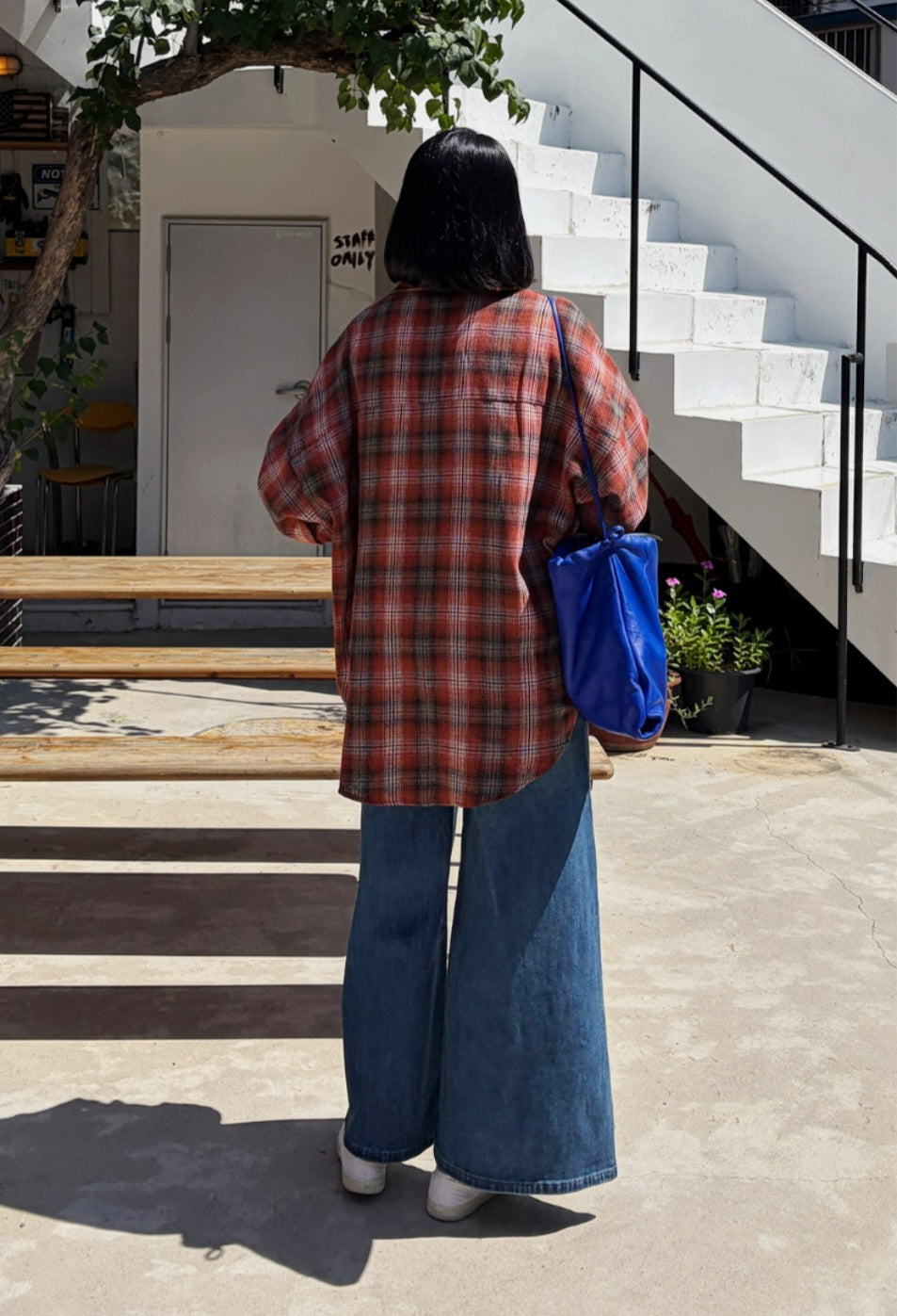 [S~2XL] 뒷밴딩 와이드 통데님