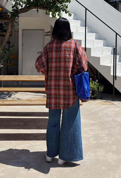 [S~2XL] 뒷밴딩 와이드 통데님