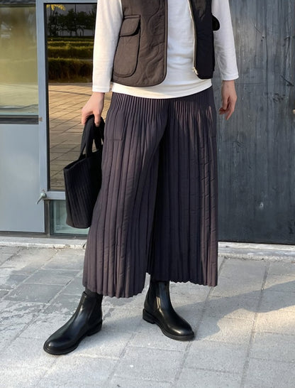 (NEW) 누빔 통와이드 밴딩팬츠