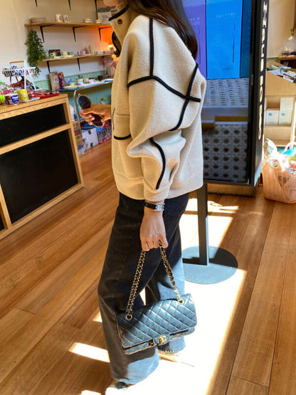 배색 포인트 집업 자켓