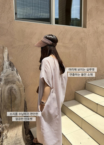 썸머 시어서커 라운드 원피스