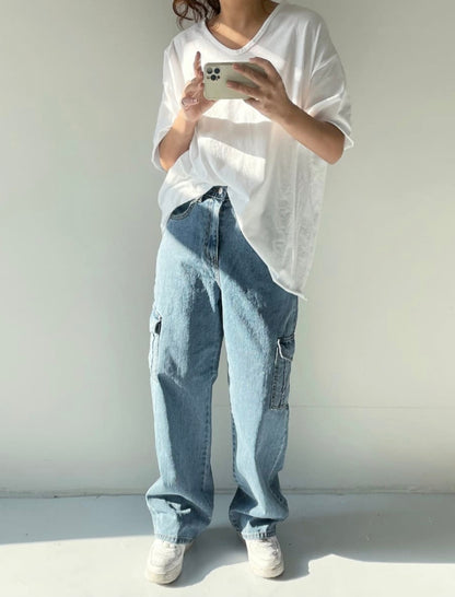 브이넥 데끼 반팔티