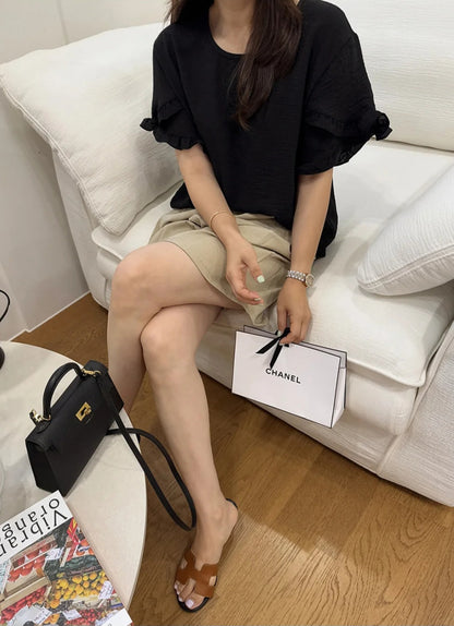 프릴 링클 블라우스