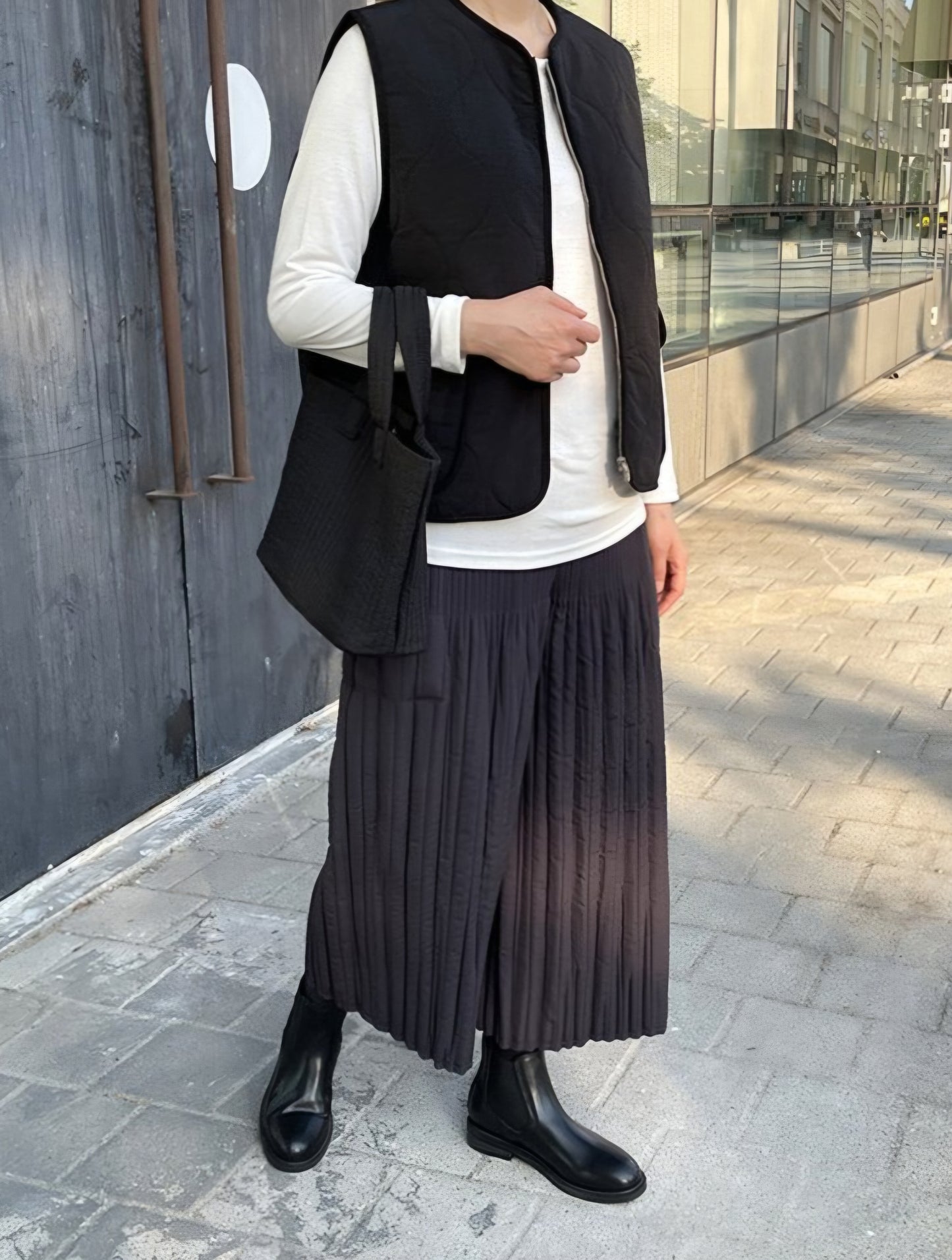 (NEW) 누빔 통와이드 밴딩팬츠